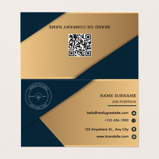 Minimalistischer QR-Code für moderne Unternehmen Visitenkarten (Außenseite Aufgefaltet)