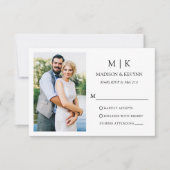 Minimalistischer QR-Code für Monogramm-Foto RSVP Karte (Vorderseite)