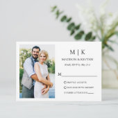 Minimalistischer QR-Code für Monogramm-Foto RSVP Karte (Stehend Vorderseite)