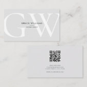 Minimalistischer QR-Code für Monogramm-Initialen B Visitenkarte (Vorne/Hinten)