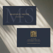 Minimalistischer QR-Code für Monogramm-Initialen B Visitenkarte