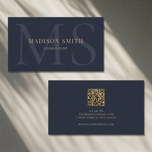 Minimalistischer QR-Code für Monogramm-Initialen B Visitenkarte