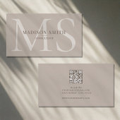 Minimalistischer QR-Code für Monogramm-Initialen B Visitenkarte