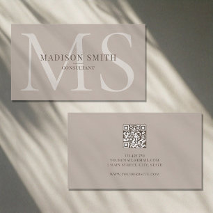 Minimalistischer QR-Code für Monogramm-Initialen B Visitenkarte