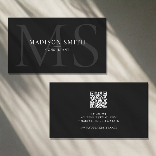 Minimalistischer QR-Code für Monogramm-Initialen B Visitenkarte