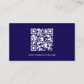Minimalistischer QR-Code für Navy Blue und White L Visitenkarte (Rückseite)