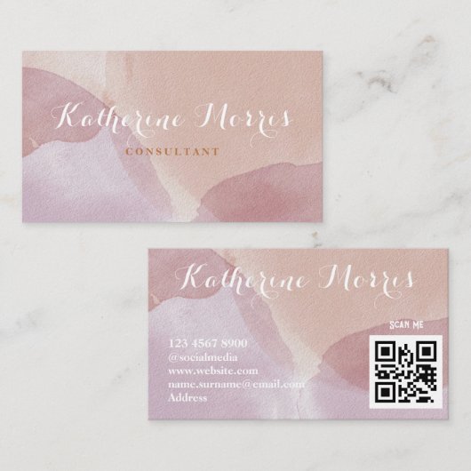 Minimalistischer QR-Code für neutrales Ton Berufli Visitenkarte (Vorne/Hinten)