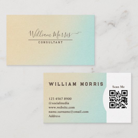 Minimalistischer QR-Code für Ocean Tone Beruflich Visitenkarte (Vorne/Hinten)