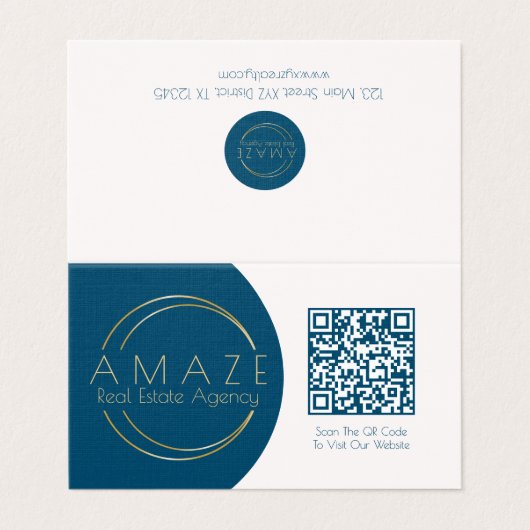Minimalistischer QR-Code für Realtor: Falsche Visi Visitenkarten (Außenseite Aufgefaltet)