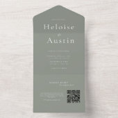 Minimalistischer QR-Code für Sage Green Alle Einze All In One Einladung (Innen Boden)