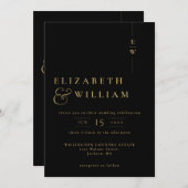 Minimalistischer QR-Code für Schwarz-Gold-Monogram Einladung (Vorne/Hinten)