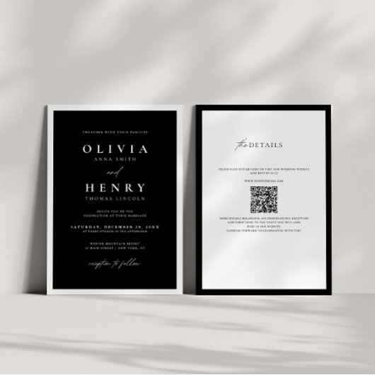 Minimalistischer QR-Code für Schwarz und Weiß Einladung