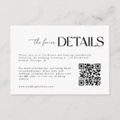 Minimalistischer QR-Code für Schwarz/Weiß-Hochzeit Begleitkarte (Vorderseite)