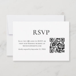 Minimalistischer QR-Code für Schwarz/Weiß-Hochzeit RSVP Karte
