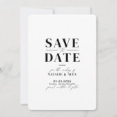 Minimalistischer QR-Code für Schwarz/Weiß-Website Save The Date (Vorderseite)