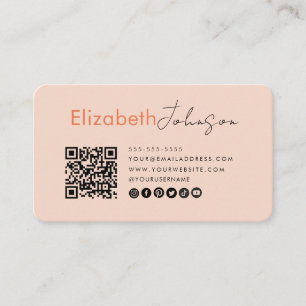 Minimalistischer QR-Code für soziale Medien Rosa F Visitenkarte
