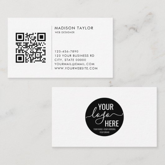 Minimalistischer QR-Code für Unternehmen Visitenkarte (Vorne/Hinten)