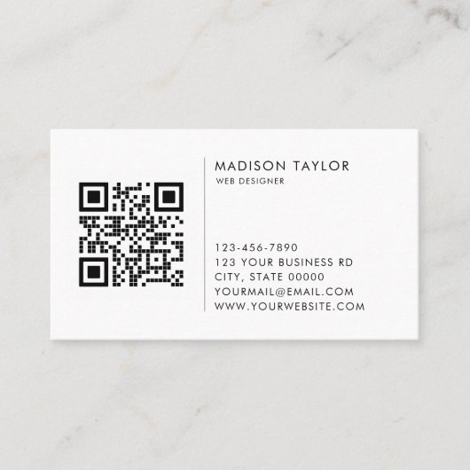 Minimalistischer QR-Code für Unternehmen Visitenkarte (Vorderseite)