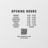 Minimalistischer QR Code Geschäftsöffnungszeiten S Fensteraufkleber (Blatt)