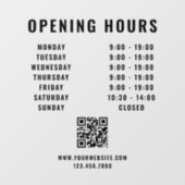Minimalistischer QR Code Geschäftsöffnungszeiten S Fensteraufkleber (Blatt)
