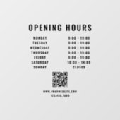 Minimalistischer QR Code Geschäftsöffnungszeiten S Fensteraufkleber (Blatt)