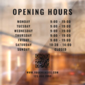 Minimalistischer QR Code Geschäftsöffnungszeiten S Fensteraufkleber (Blatt 2)