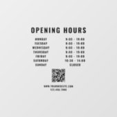Minimalistischer QR Code Geschäftsöffnungszeiten S Fensteraufkleber (Blatt)