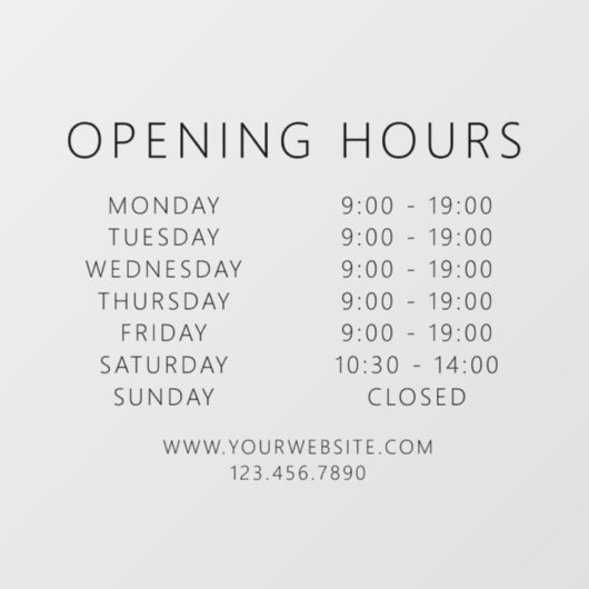 Minimalistischer QR Code Geschäftsöffnungszeiten S Fensteraufkleber (Blatt)