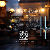 Minimalistischer QR-Code Geschäftsöffnungszeiten w Fensteraufkleber