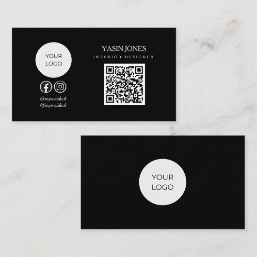 Minimalistischer QR-Code Gesellschaftslogo-Visiten Visitenkarte (Vorne/Hinten)