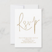 Minimalistischer QR Code Gold Script Wedding RSVP  Einladung (Vorderseite)