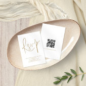 Minimalistischer QR Code Gold Script Wedding RSVP Einladung