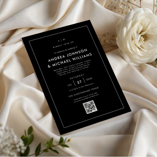 Minimalistischer QR-Code-Hochzeit Einladung