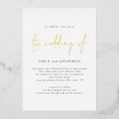 Minimalistischer QR-Code Hochzeitskennzeichen Folieneinladung (Vorderseite)