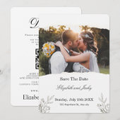 Minimalistischer QR-Code-Hochzeitstermin Save The Date (Vorne/Hinten)