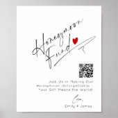 Minimalistischer QR-Code Honeymoon-Fonds Hochzeit Poster (Vorne)
