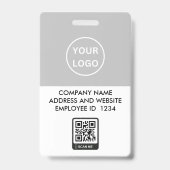 Minimalistischer QR-Code-ID-Karte Graues Foto-Logo Ausweis (Rückseite)