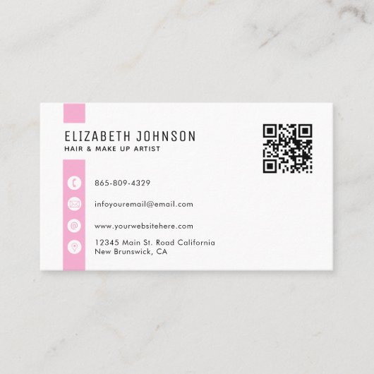 Minimalistischer QR-Code in Pink Visitenkarte (Vorderseite)