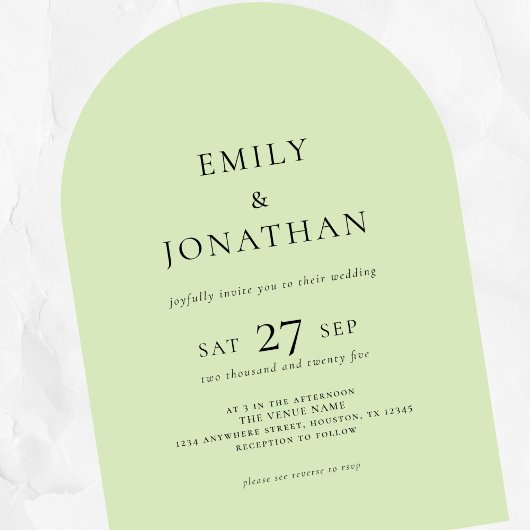 Minimalistischer QR-Code Limone Cream Arch Wedding Einladung