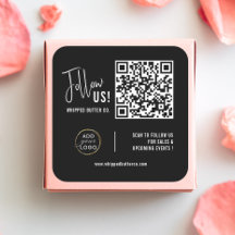 Minimalistischer QR Code + LOGO Black Folgen Sie u