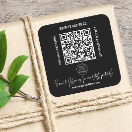 Minimalistischer QR Code + LOGO Black Folgen Sie u Quadratischer Aufkleber