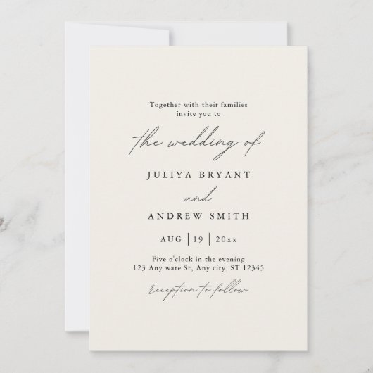 Minimalistischer QR-Code mit Hochzeit von Fotos Einladung (Vorderseite)