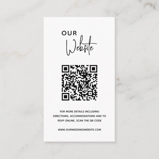 Minimalistischer QR-Code Moderne Hochzeit Begleitkarte (Vorderseite)