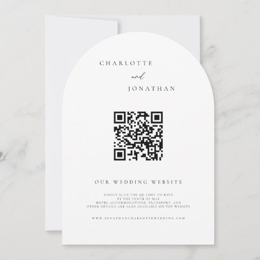 Minimalistischer QR Code Moderne Hochzeit Einladung (Rückseite)