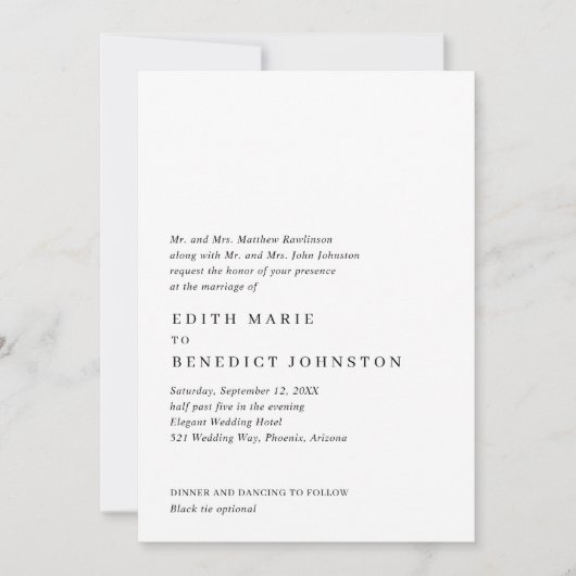 Minimalistischer QR-Code Moderne Hochzeit Einladung (Vorderseite)