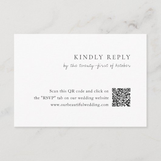 Minimalistischer QR-Code Moderne Hochzeit RSVP Karte (Vorderseite)