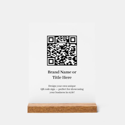 Minimalistischer QR-Code | Modernes, sauberes Desi Acrylschild (Vorderseite)