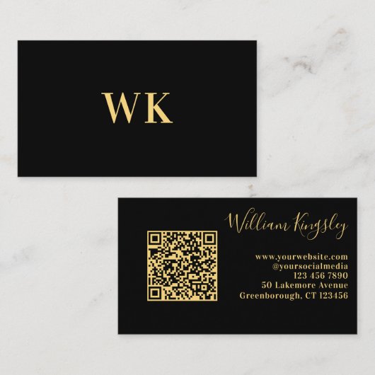 Minimalistischer QR-Code Monogram Visitenkarte (Vorne/Hinten)