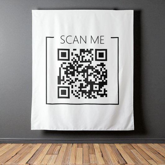 Minimalistischer QR-Code - Prüfung im Business Wandteppich