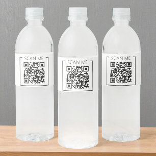 Minimalistischer QR-Code-Prüfung Wasserflaschenetikett